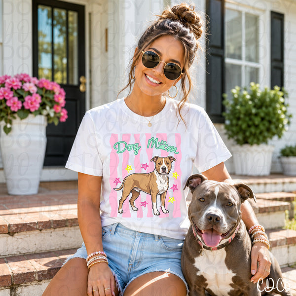 Dog Mom Pink Striped DTF - Chase Design Co.