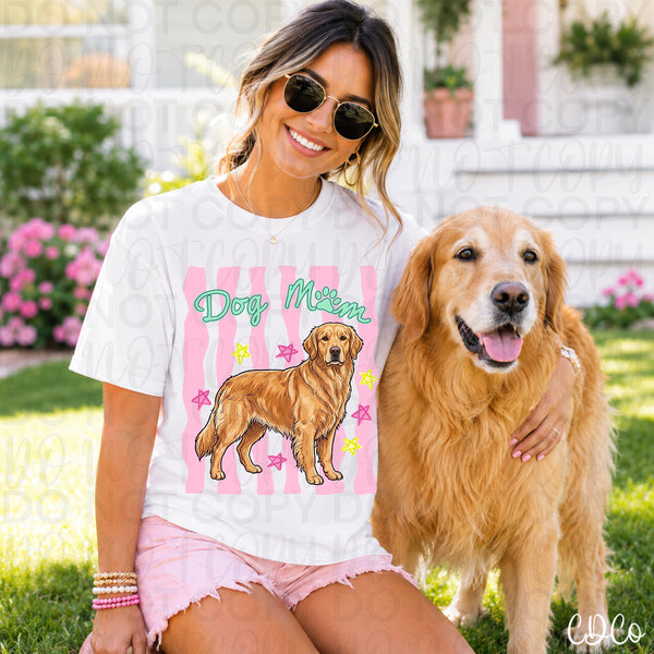 Dog Mom Pink Striped DTF - Chase Design Co.