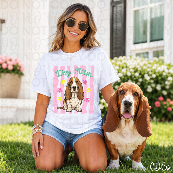 Dog Mom Pink Striped DTF - Chase Design Co.