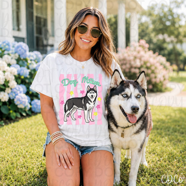 Dog Mom Pink Striped DTF - Chase Design Co.