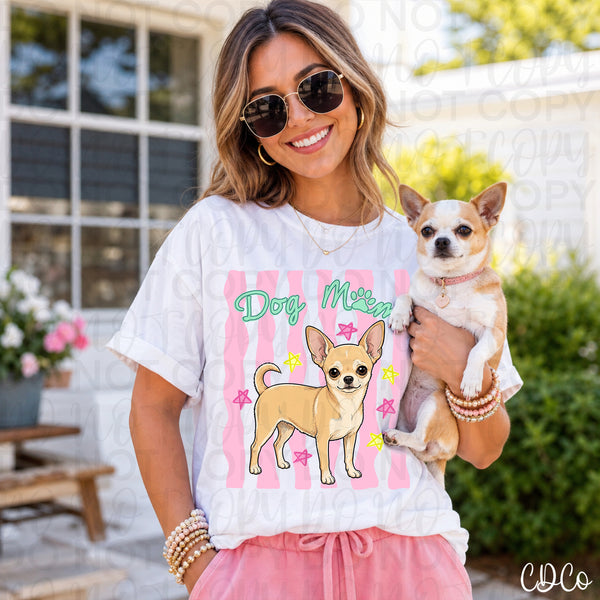 Dog Mom Pink Striped DTF - Chase Design Co.