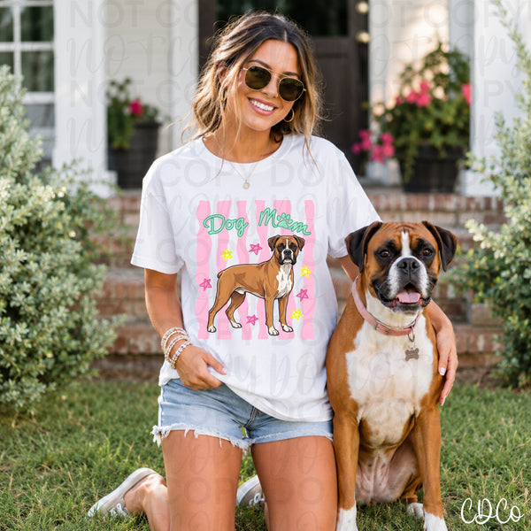 Dog Mom Pink Striped DTF - Chase Design Co.