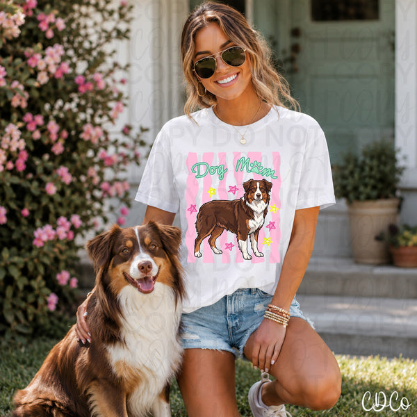 Dog Mom Pink Striped DTF - Chase Design Co.