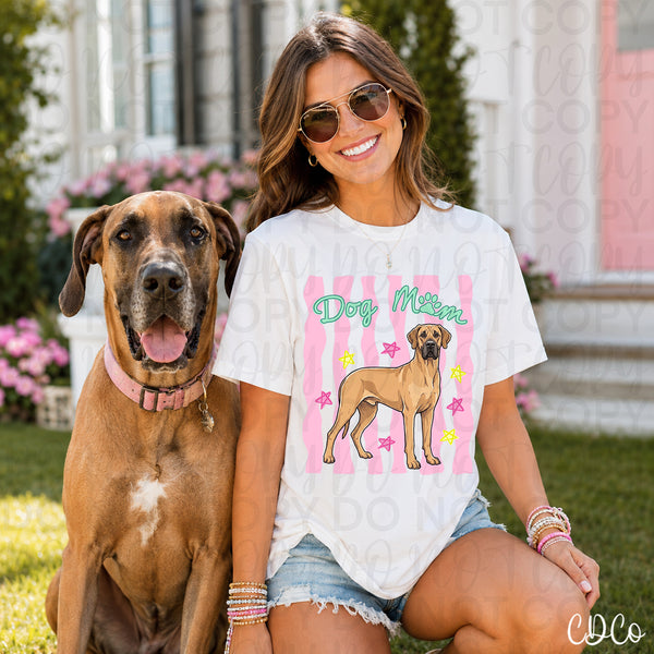 Dog Mom Pink Striped DTF - Chase Design Co.