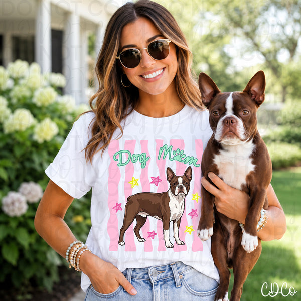 Dog Mom Pink Striped DTF - Chase Design Co.