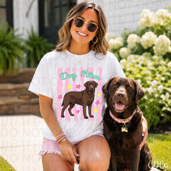 Dog Mom Pink Striped DTF - Chase Design Co.