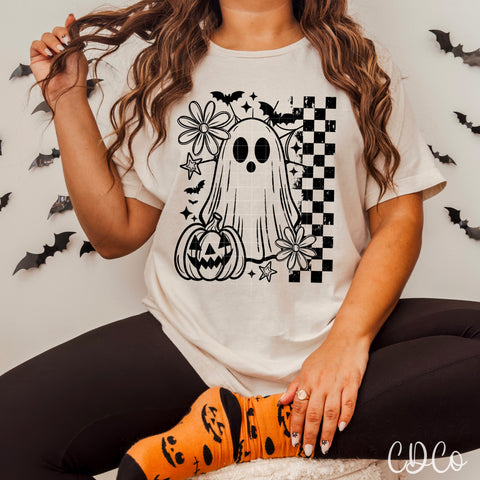 Ghost Pumpkin Checkered DTF