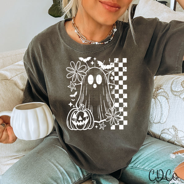 Ghost Pumpkin Checkered DTF