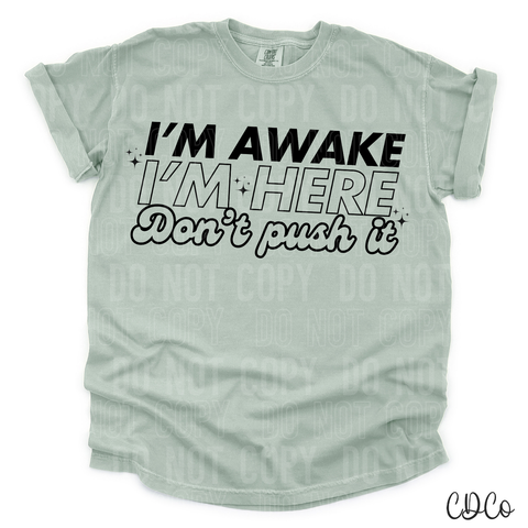 I'm Awake I'm Here Don't Push It 3371 DTF