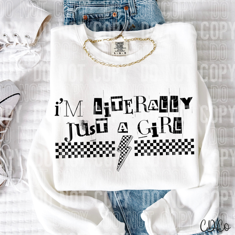 I'm Literally Just a Girl Checkered Bolt 6080 DTF