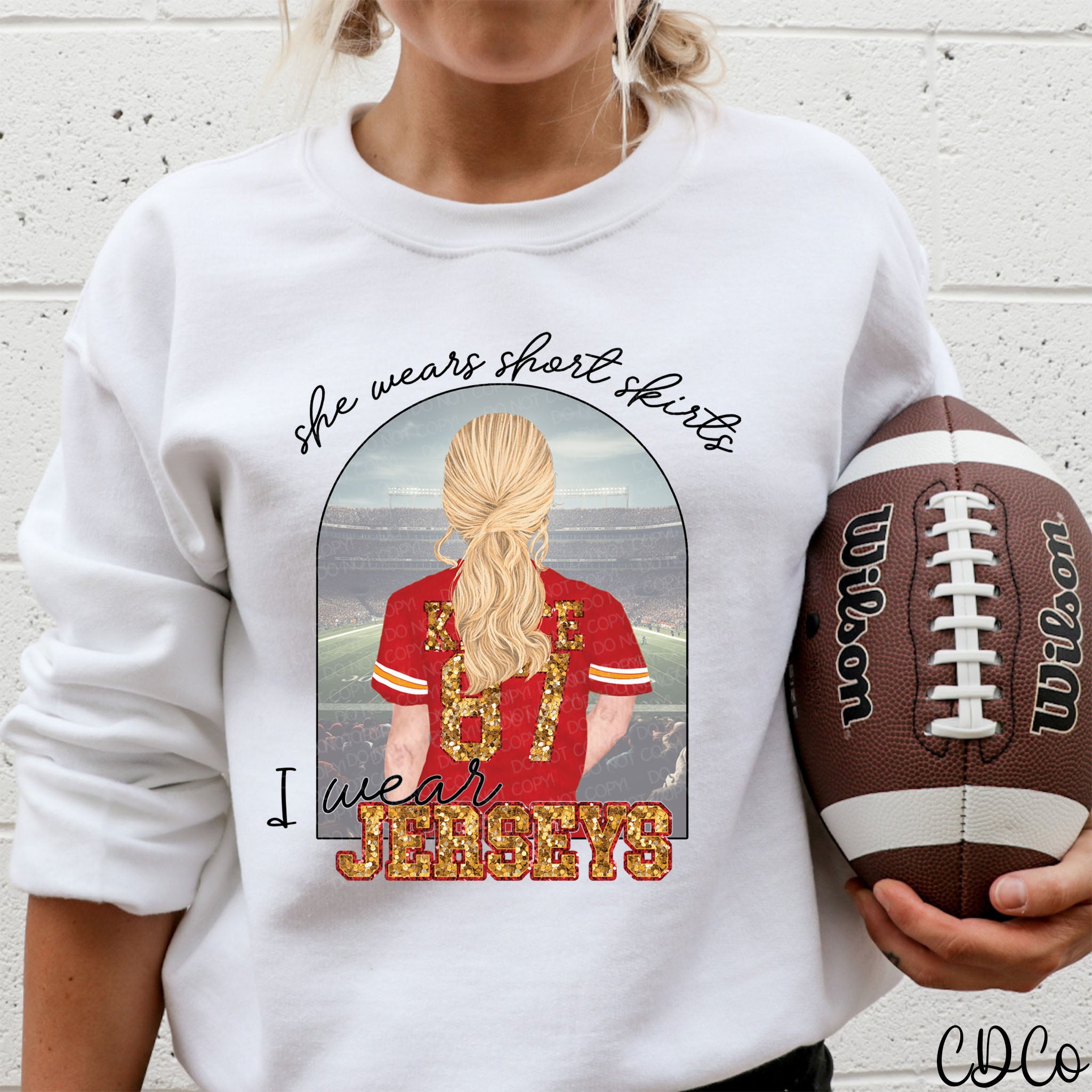 I Wear Jerseys Faux Sequin TS DTF