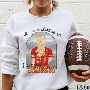 I Wear Jerseys Faux Sequin TS DTF