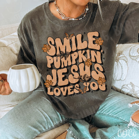 Smile Pumpkin Jesus Loves You - 7408 DTF