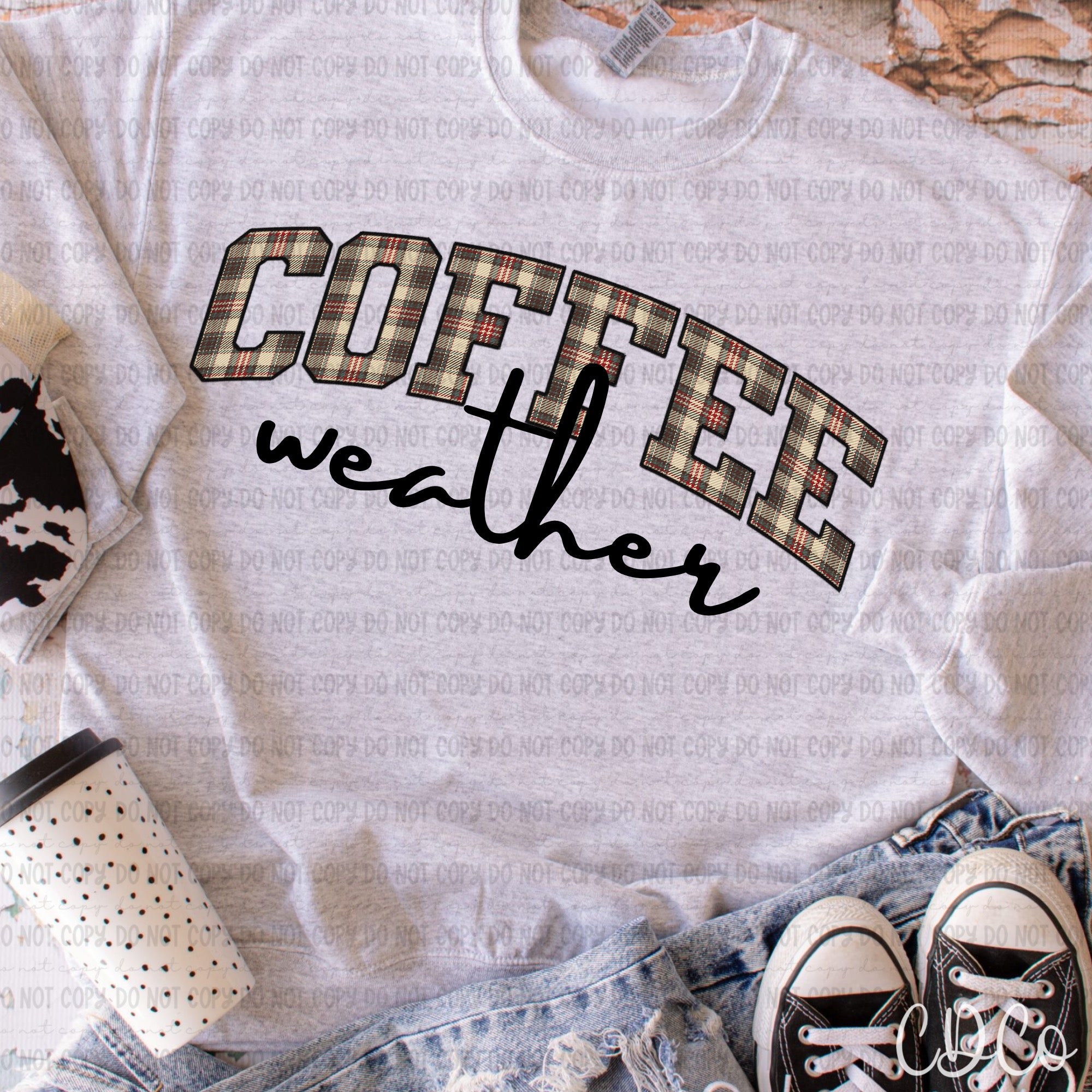 Coffee Weather Plaid Script 7265 DTF