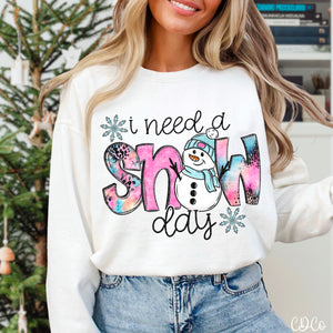 I Need a Snow Day Snowman Doodle 2347 DTF
