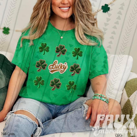 Lucky Shamrock Faux Embroidery DTF