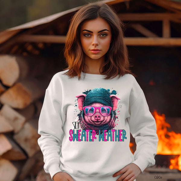 It's Sweater Weather Pig DTF