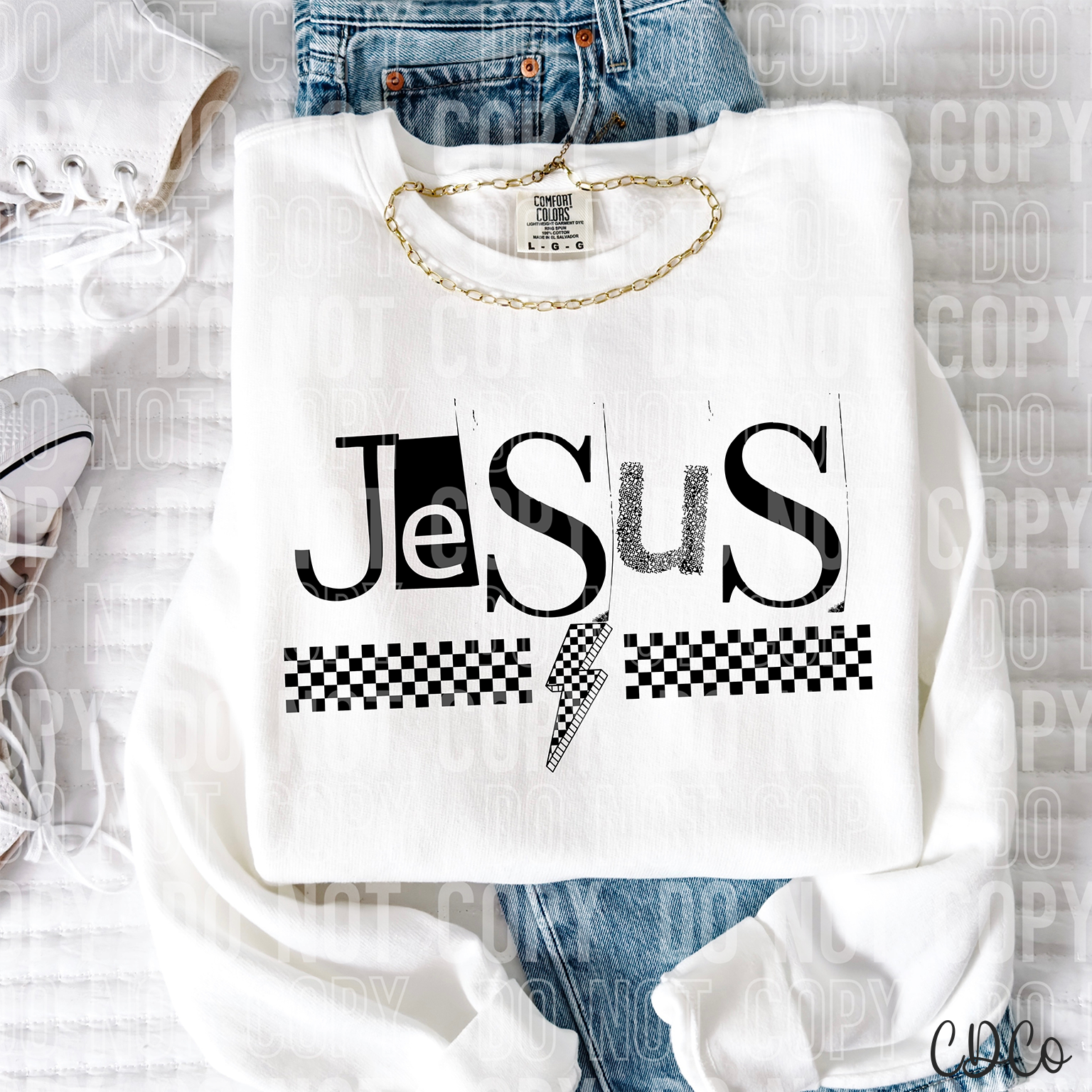 Jesus Checkered Bolt 6120 DTF
