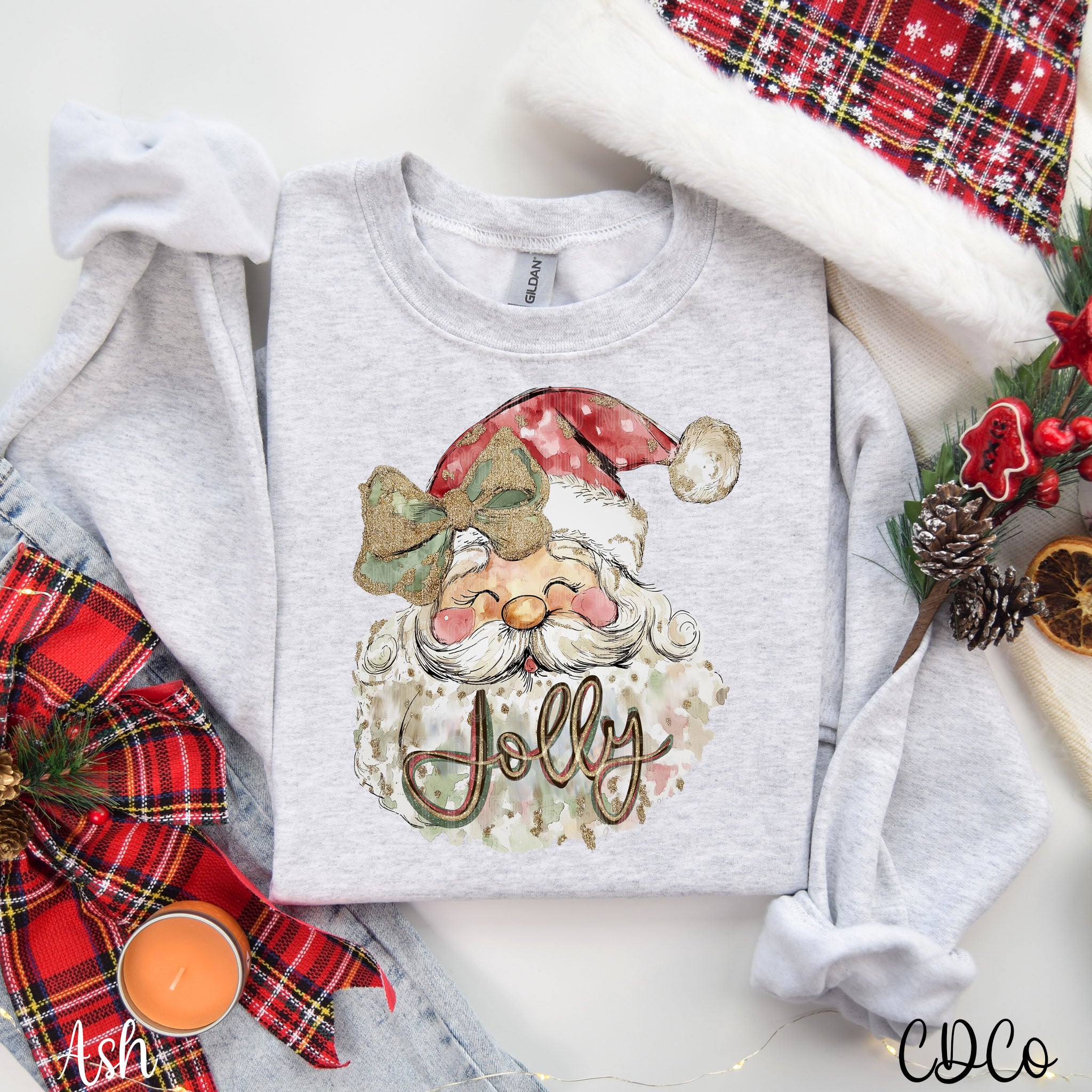 Jolly Watercolor Santa Gold 2245 DTF