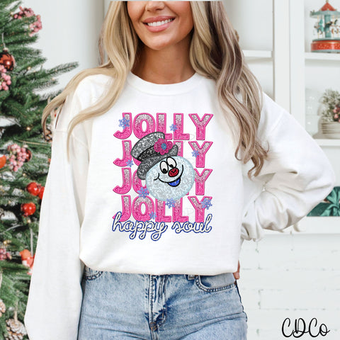 Sparkle Jolly Stacked Happy Soul Faux Sequin Embroidery DTF