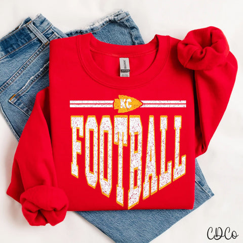KC Football Tall Grunge White Yellow 3572 DTF