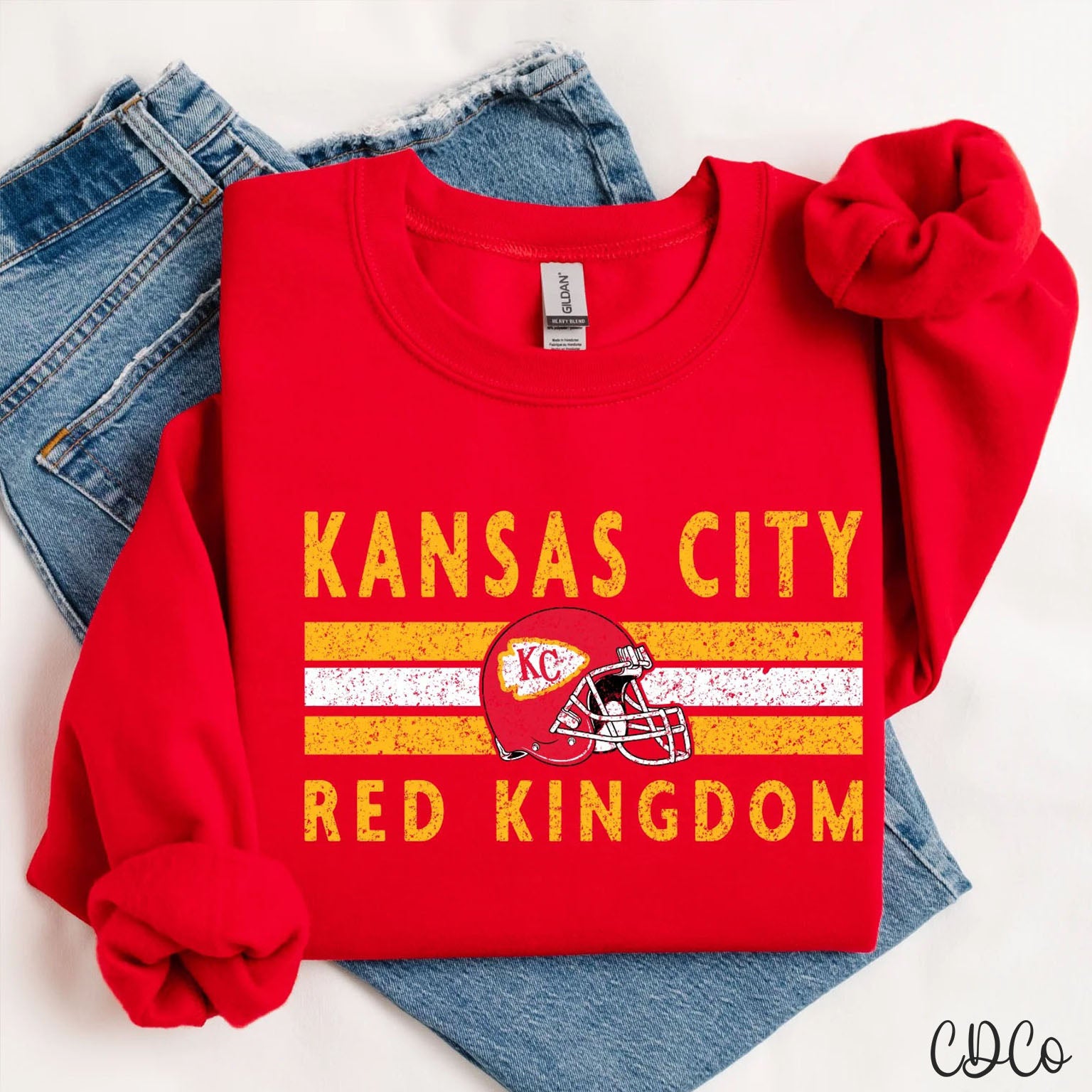 KC Retro Stripe Red Kingdom Gold White 3579 DTF
