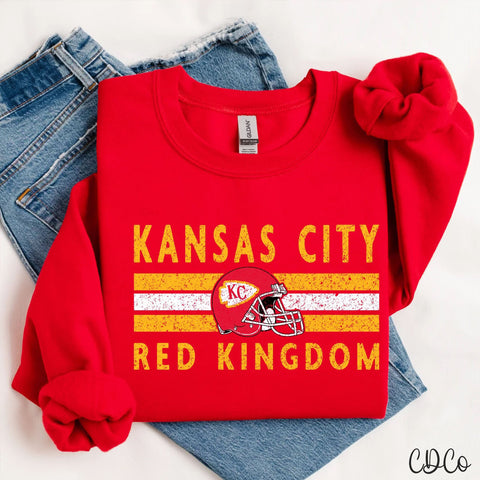 KC Retro Stripe Red Kingdom Gold White 3579 DTF