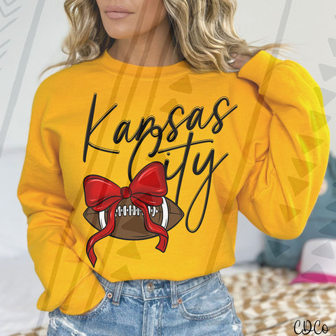 KC Script Football Red Bow 2428 DTF