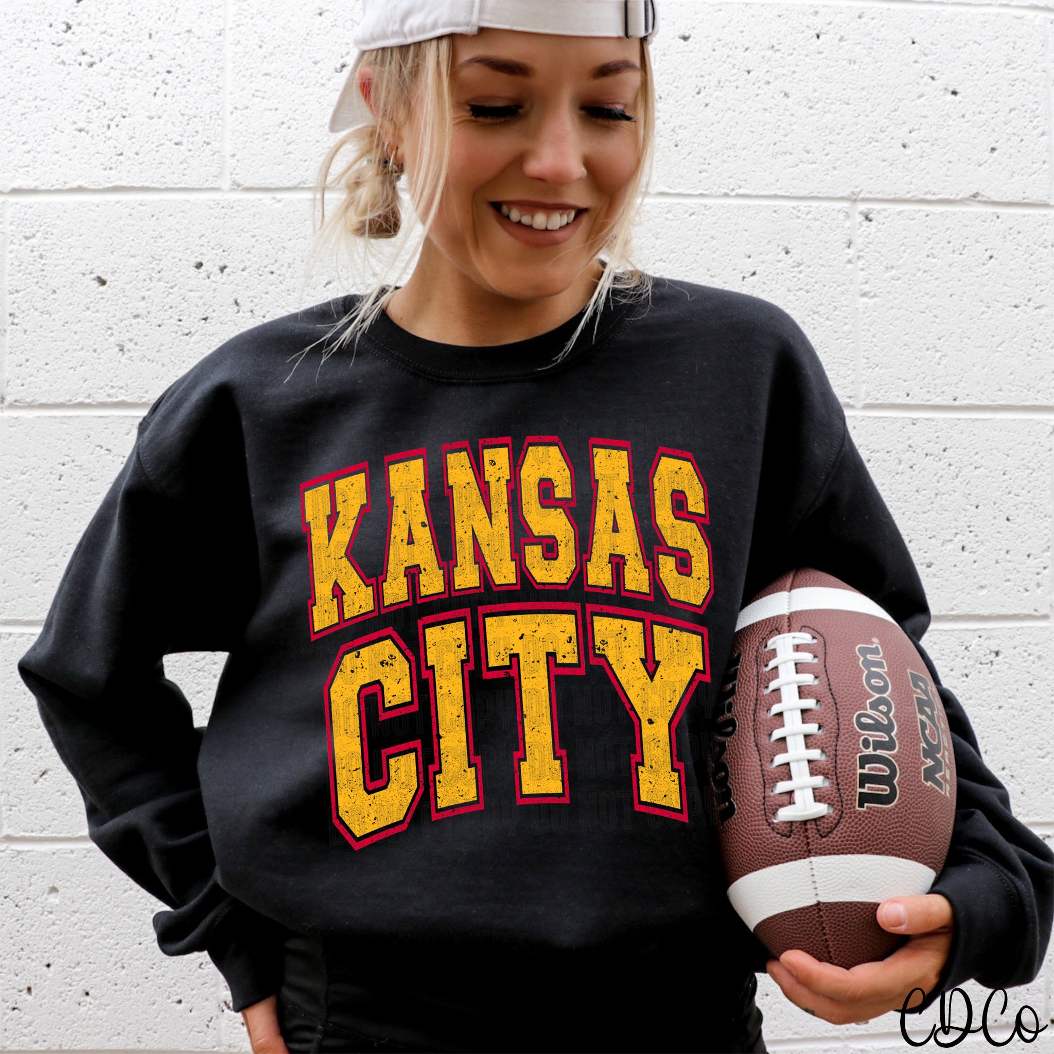 KC Varsity Yellow Red Disressed 2493 DTF