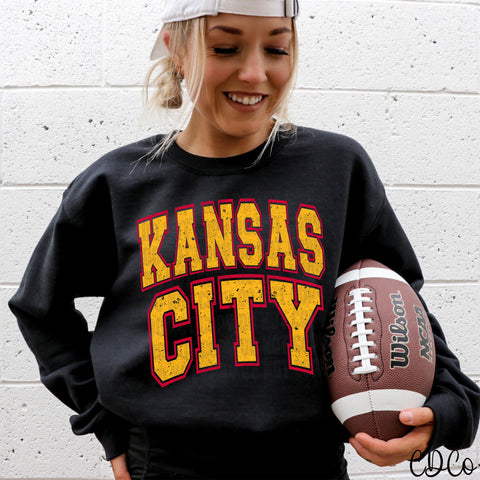 KC Varsity Yellow Red Disressed 2493 DTF