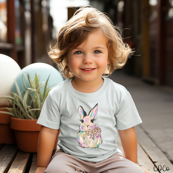 Leopard Bow Watercolor Bunny DTF