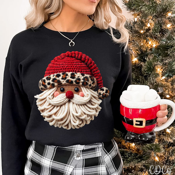 Leopard Chunky Faux Hat Santa (2 options) DTF