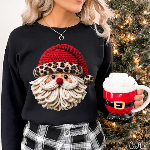 Leopard Chunky Faux Hat Santa (2 options) DTF