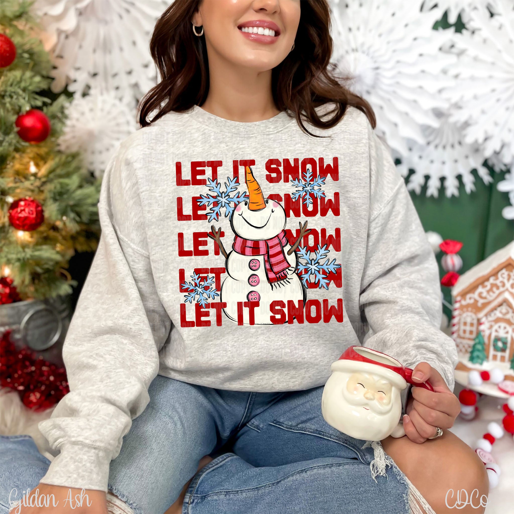 Let It Snow Stacked Snowman Carrot Nose 5966 DTF