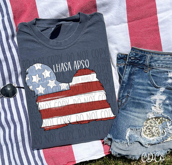 Patriotic Dog White Text 4 of 7 DTF