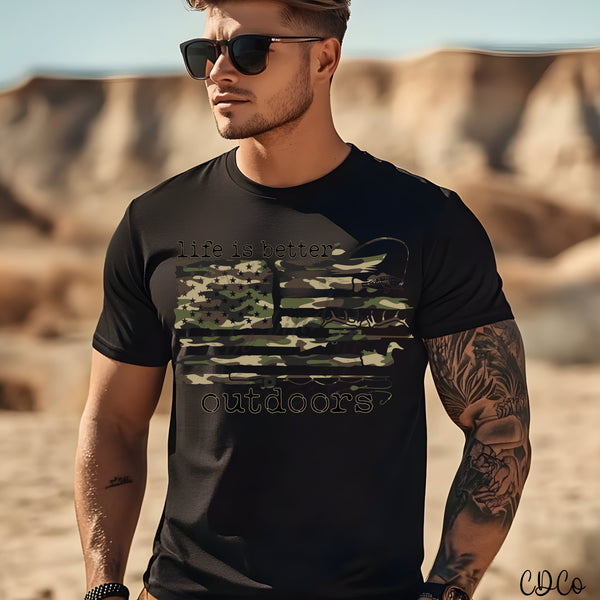 Life is Better Outdoors Flag Hunting Camo 10623 DTF