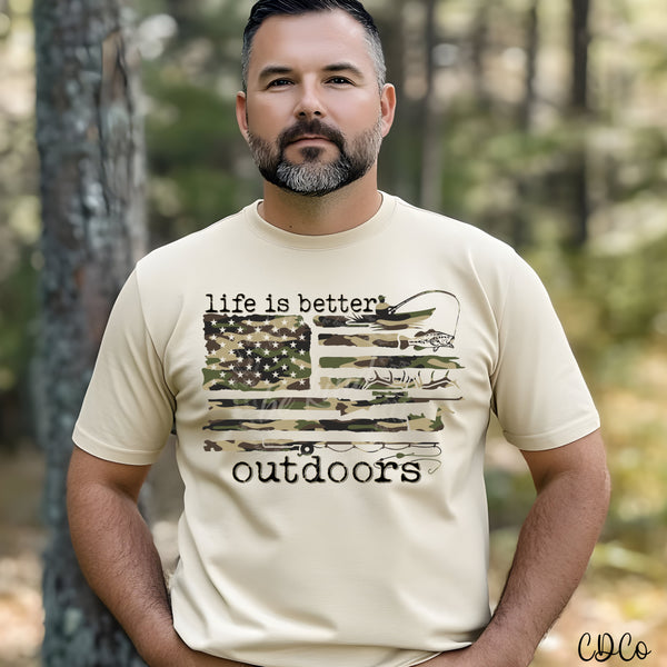 Life is Better Outdoors Flag Hunting Camo 10623 DTF