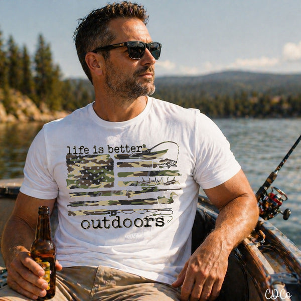 Life is Better Outdoors Flag Hunting Camo 10623 DTF