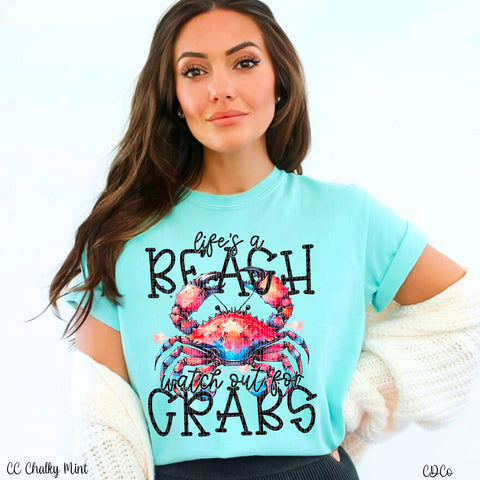 Watch Out For Crabs Life's a Beach DTF