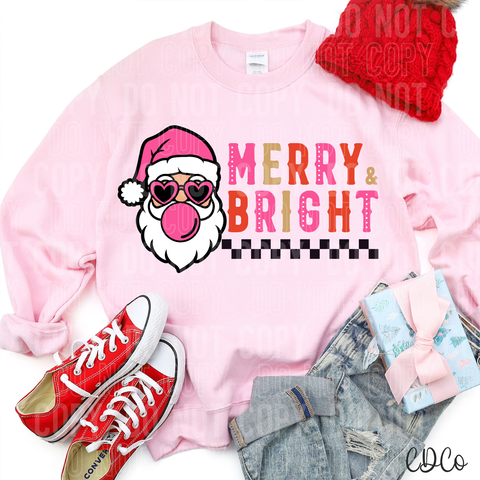 Merry And Bright Santa Bubblegum 3066 DTF
