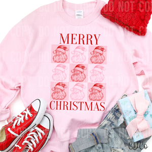 Merry Christmas Checkered Santa Red Pink 3220 DTF