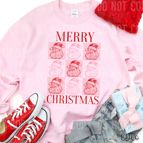 Merry Christmas Checkered Santa Red Pink 3220 DTF