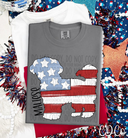 Patriotic Dog Black Text 5 of 7 DTF