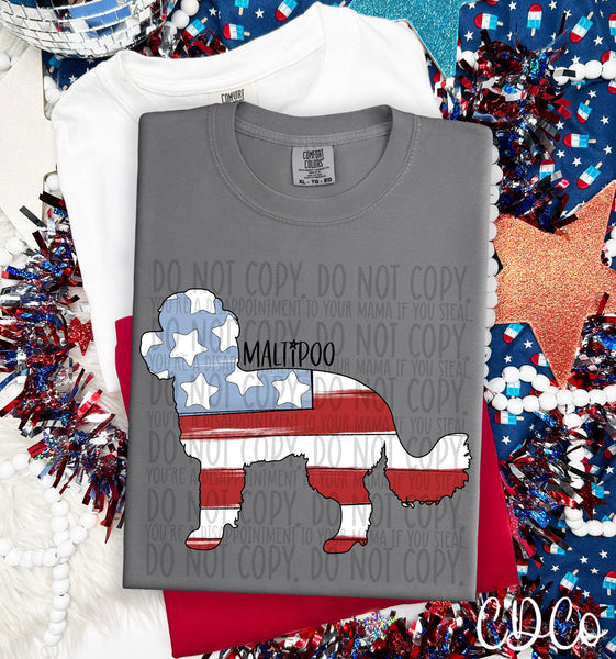 Patriotic Dog Black Text 5 of 7 DTF