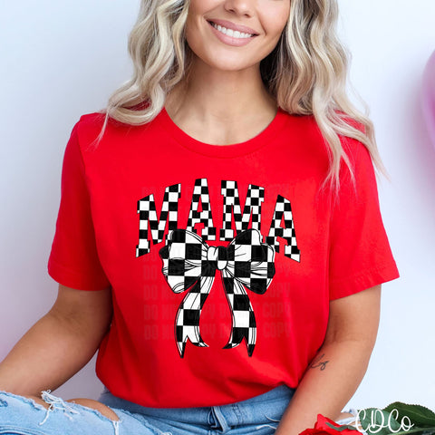 Mama Checked Black White Bow 2449 DTF