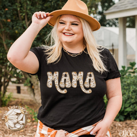 Mama Daisy Faux Embroidery DTF