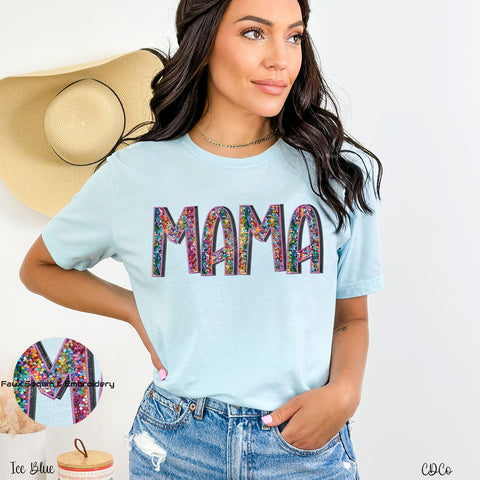 Bright Mama Faux Sequin Embroidery DTF