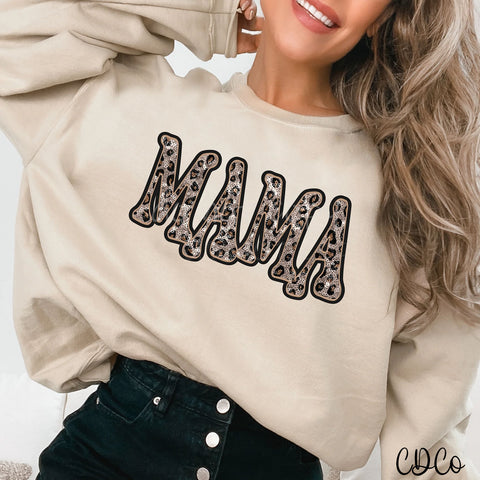 Mama Leopard Faux Sequin DTF