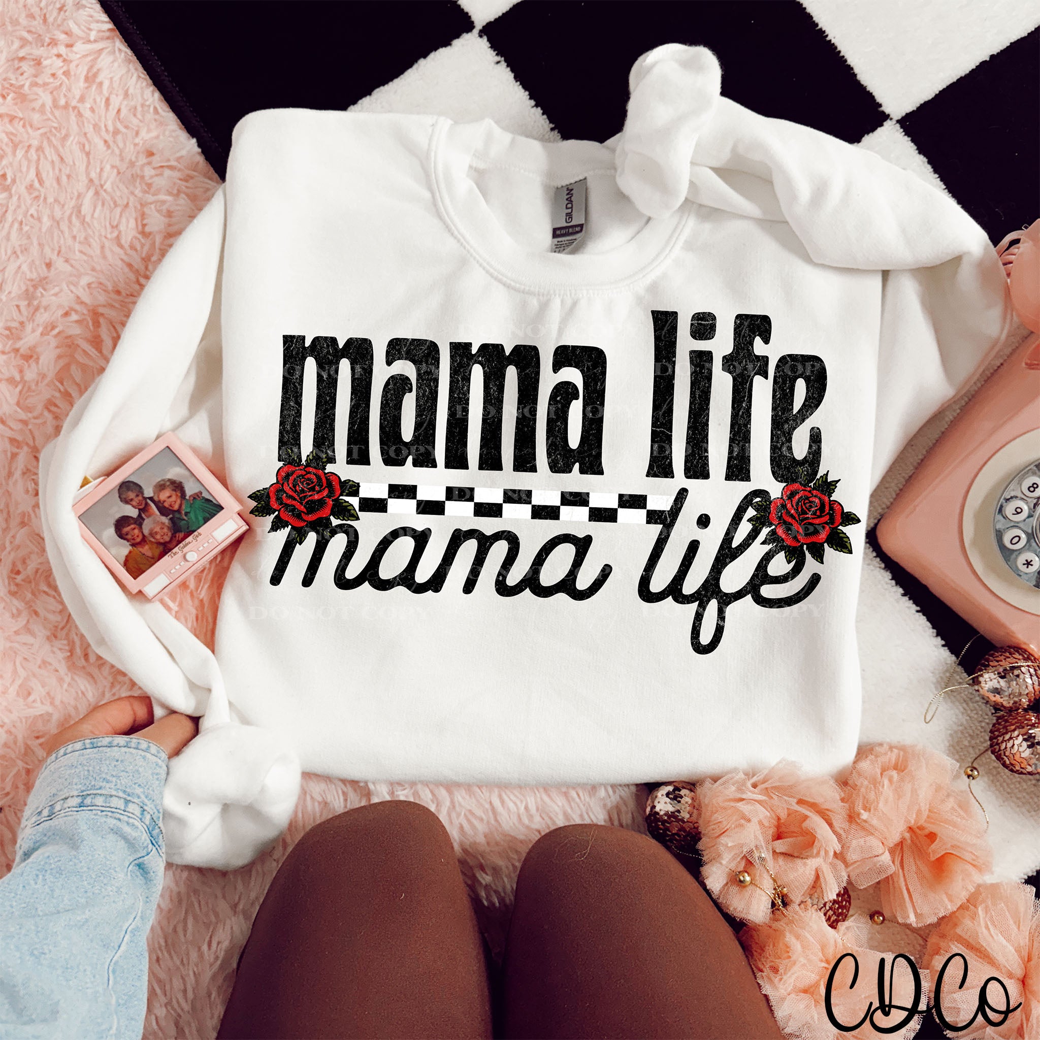 Mama Life Checkered Roses 5747 DTF
