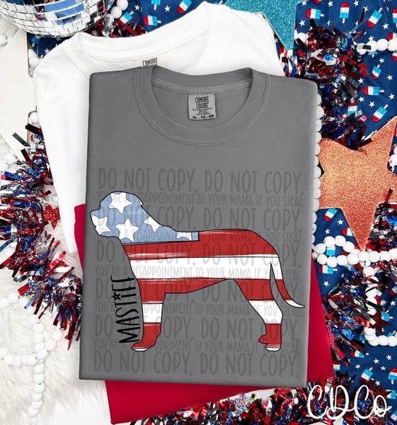 Patriotic Dog Black Text 5 of 7 DTF
